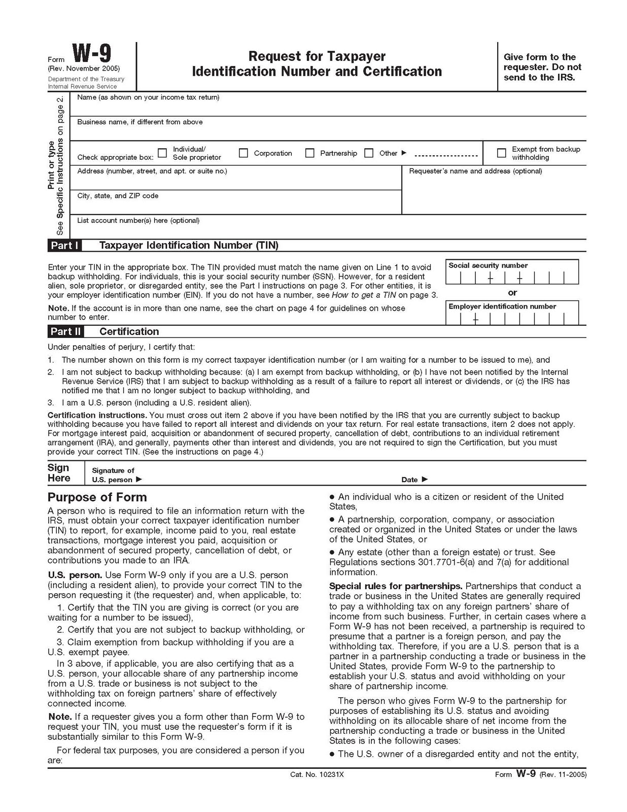 Printable W9 Form